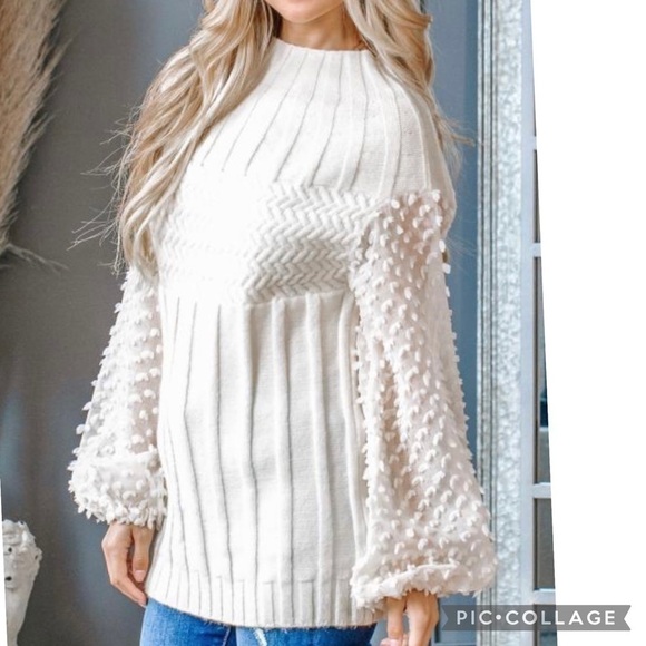 Blu Trends Sweaters - Ivory Mock Neck Sweater